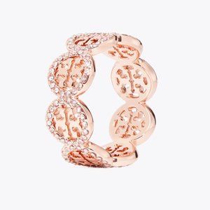 Tory Burch Miller Pave Ring in Rose Gold Size #7 - Brand New